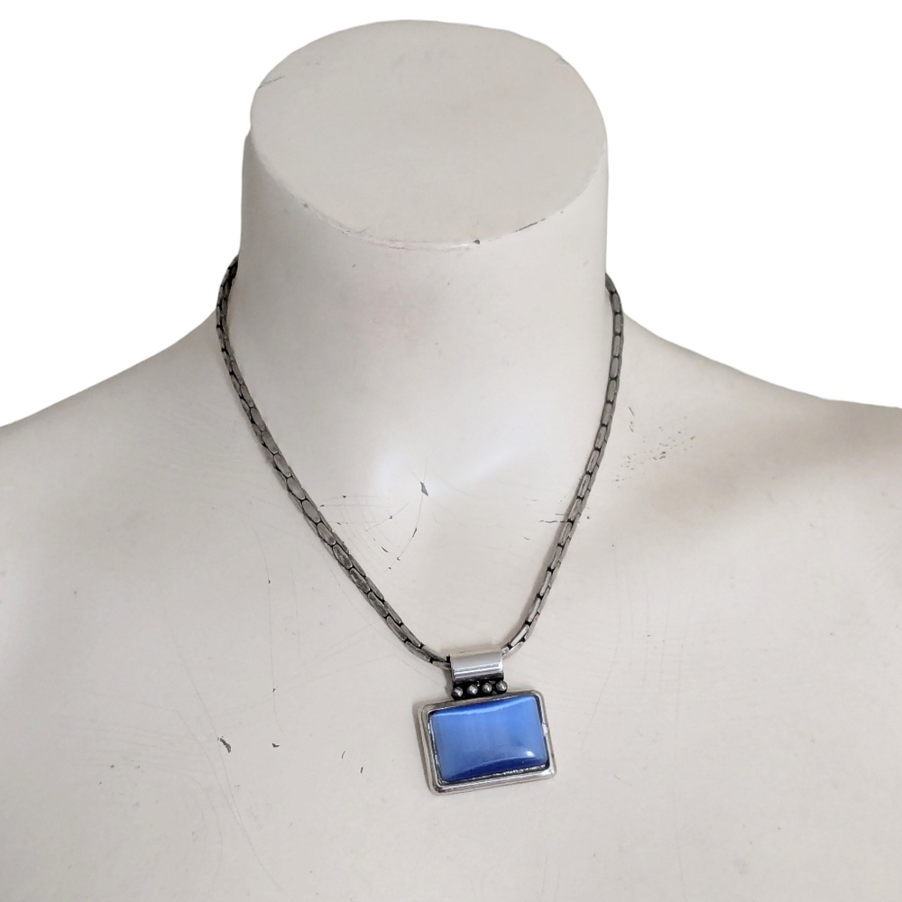 Blue Enamel Pendant Necklace
